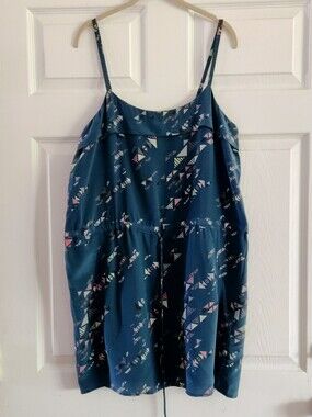 Dolce Vita Women's Teal Color Printed Silk Dress With Waist Strap